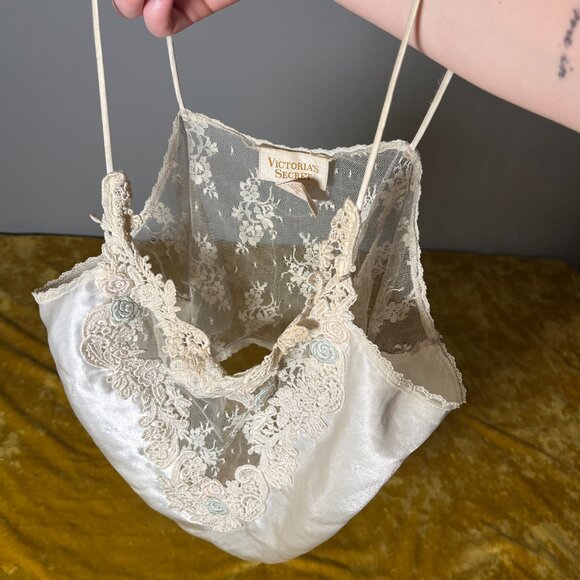 Vintage Victoria’s Secret 90s White Lace Chiffon Lingerie Cami Top Large - Picture 11 of 11